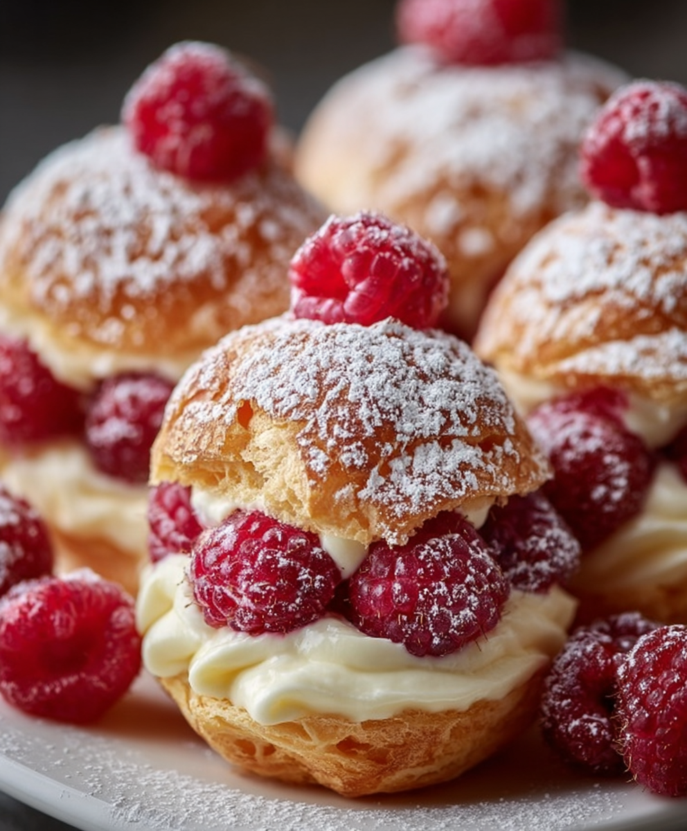 Raspberry Cream Puffs
