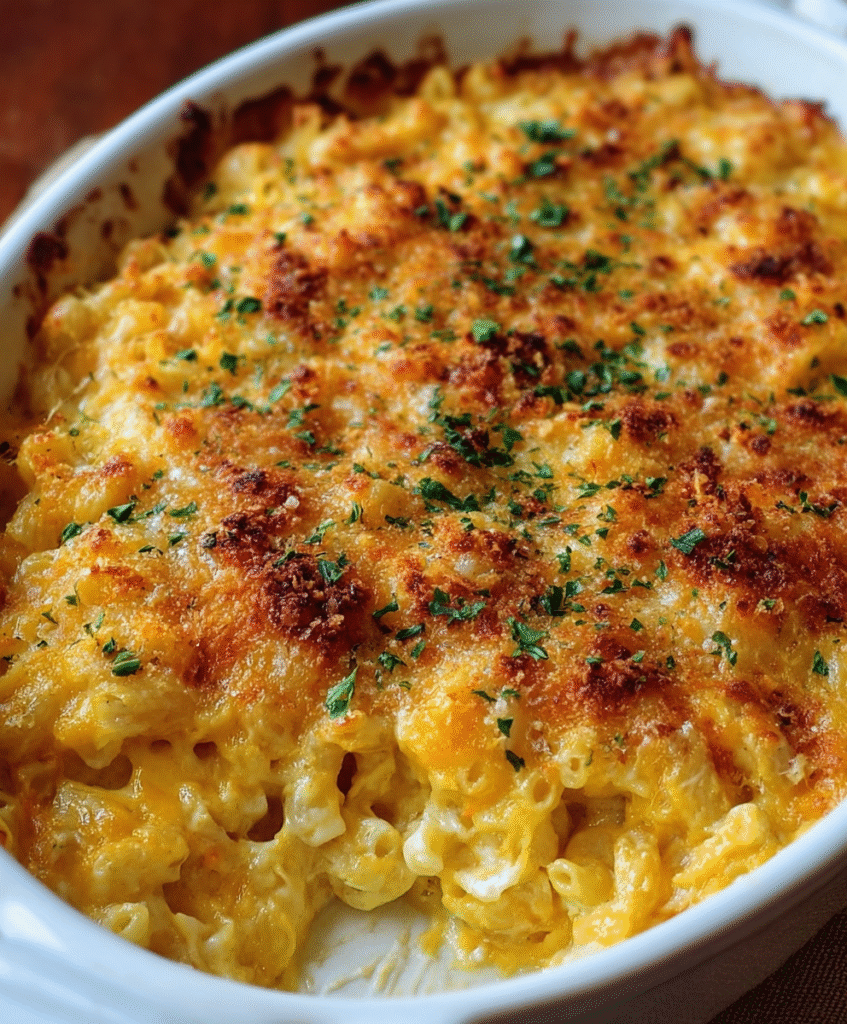 Baked Three-Cheese Macaroni Casserole