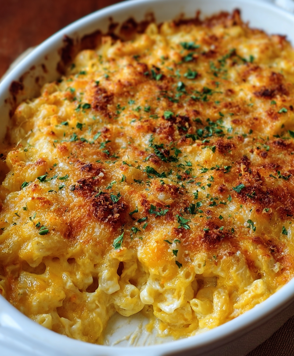 Baked Three-Cheese Macaroni Casserole