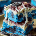 Blue Velvet Oreo Blondie Bars with Creamy Drizzle