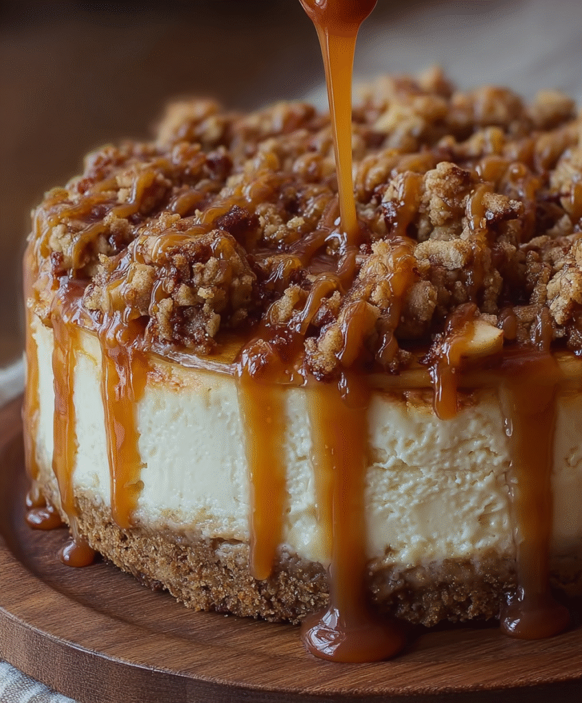 Caramel Apple Streusel Cheesecake
