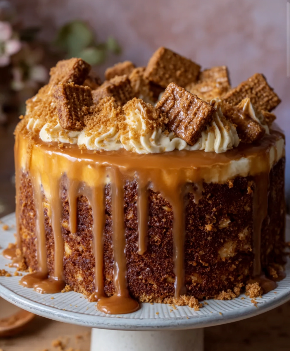 Caramel Biscoff Crunch Cake