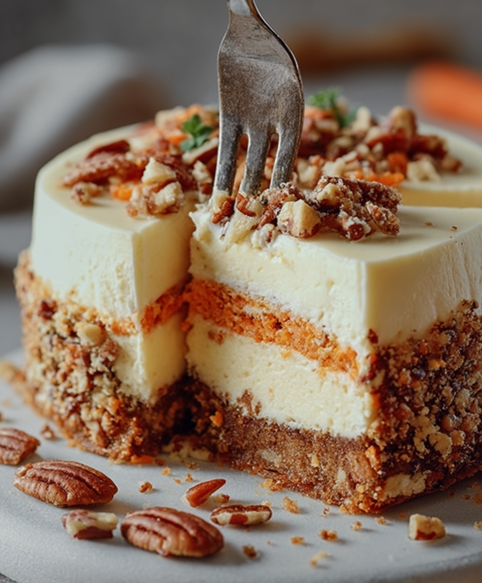 Carrot Cake Cheesecake with Creamy Topping