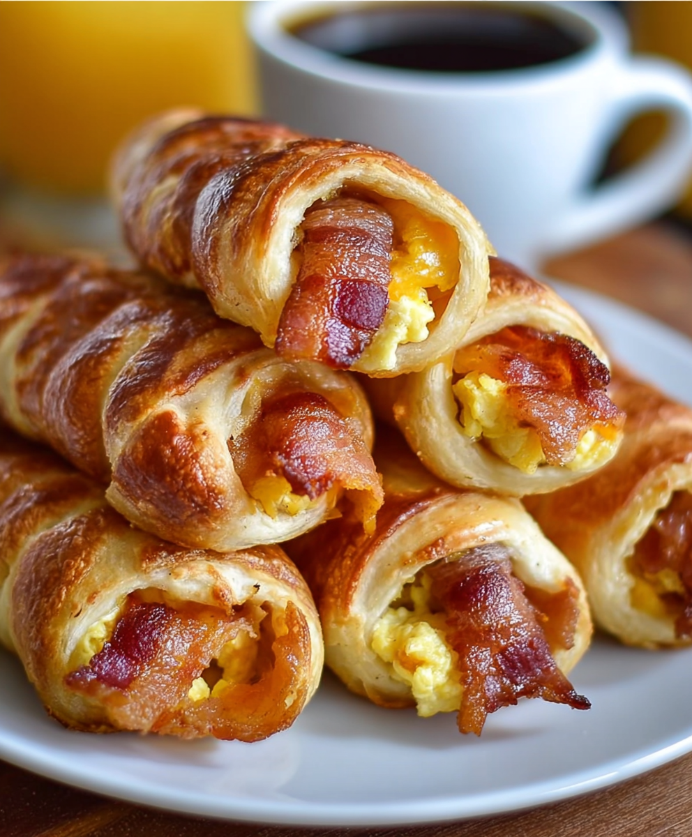 Cheesy Bacon Breakfast Roll-Ups