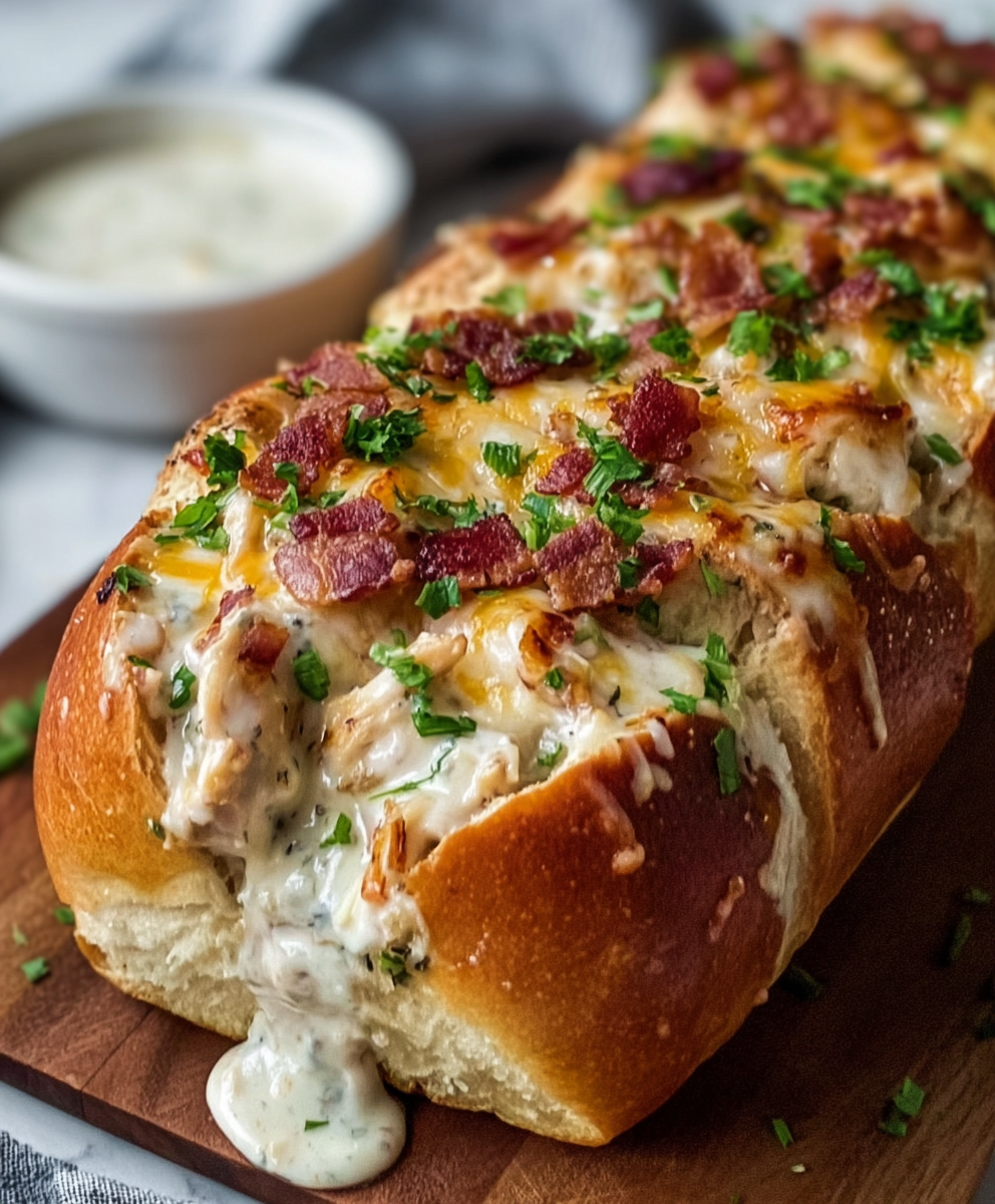 Cheesy Bacon Ranch Chicken Bread Boat