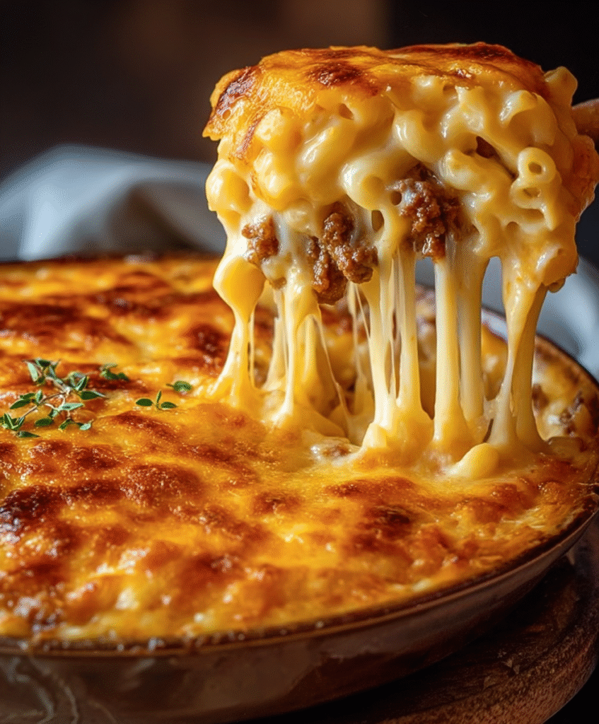 Cheesy Beef Macaroni Bake