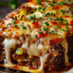 Cheesy Bell Pepper Beef Meatloaf