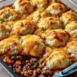 Cheesy Biscuit-Topped Beef Bake