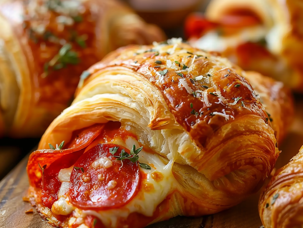 Cheesy Pepperoni Pizza Croissants