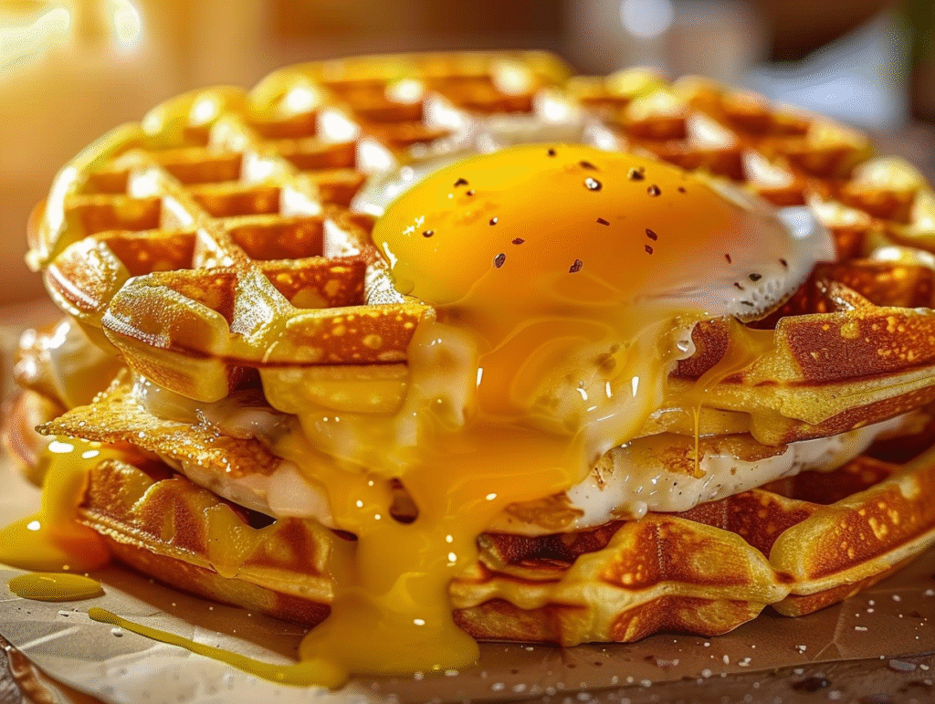 Cheesy Waffle Breakfast Sandwich