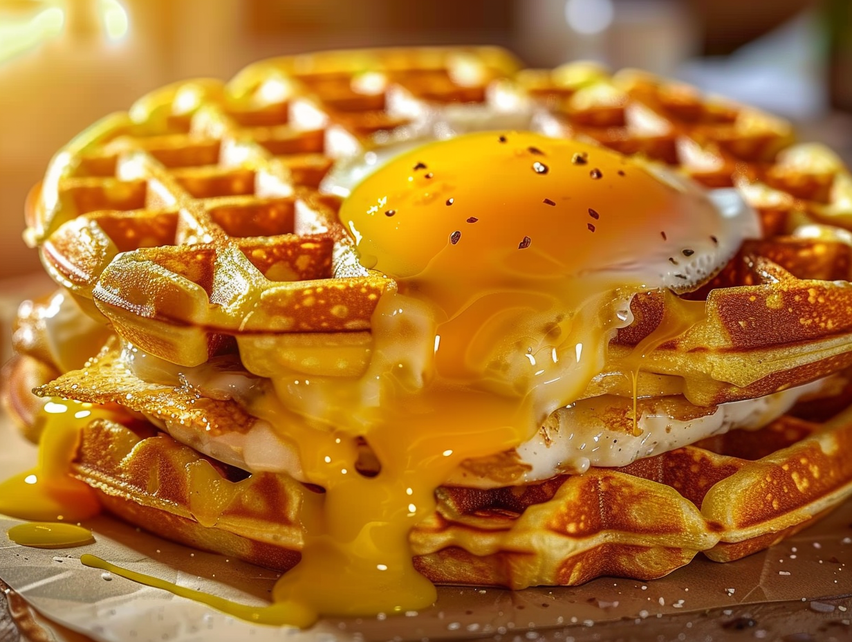 Cheesy Waffle Breakfast Sandwich
