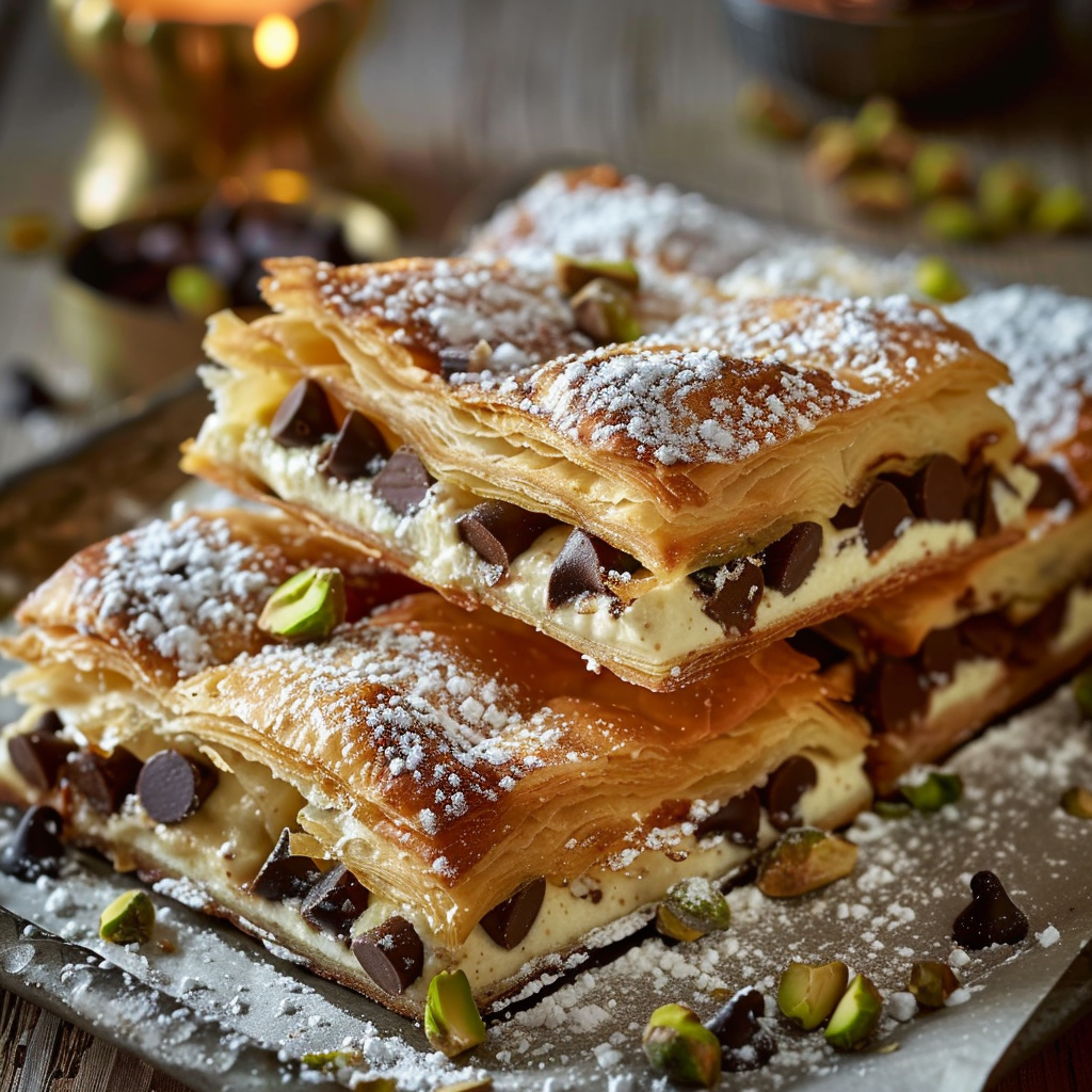 Chocolate Chip Ricotta Puff Pastry Squares