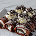Chocolate Oreo Cream Crêpe Rolls