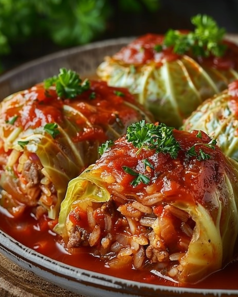 Classic Stuffed Cabbage Rolls in Tomato Sauce