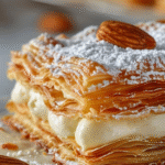 Classic Vanilla Mille-Feuille with Almond Garnish