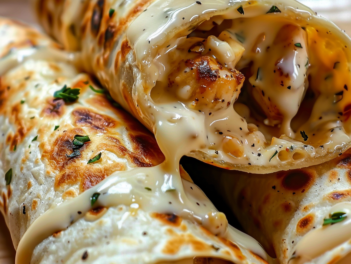 Creamy Garlic Chicken Cheese Wraps