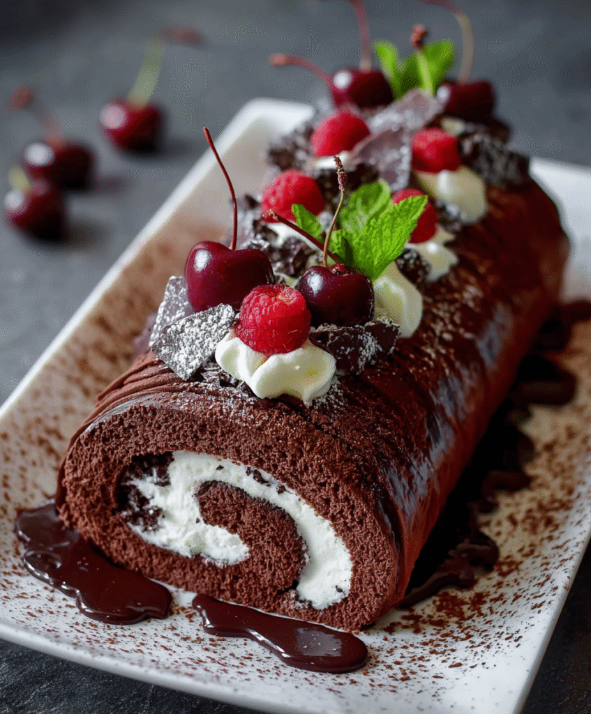 Elegant Chocolate Forest Cake Roll