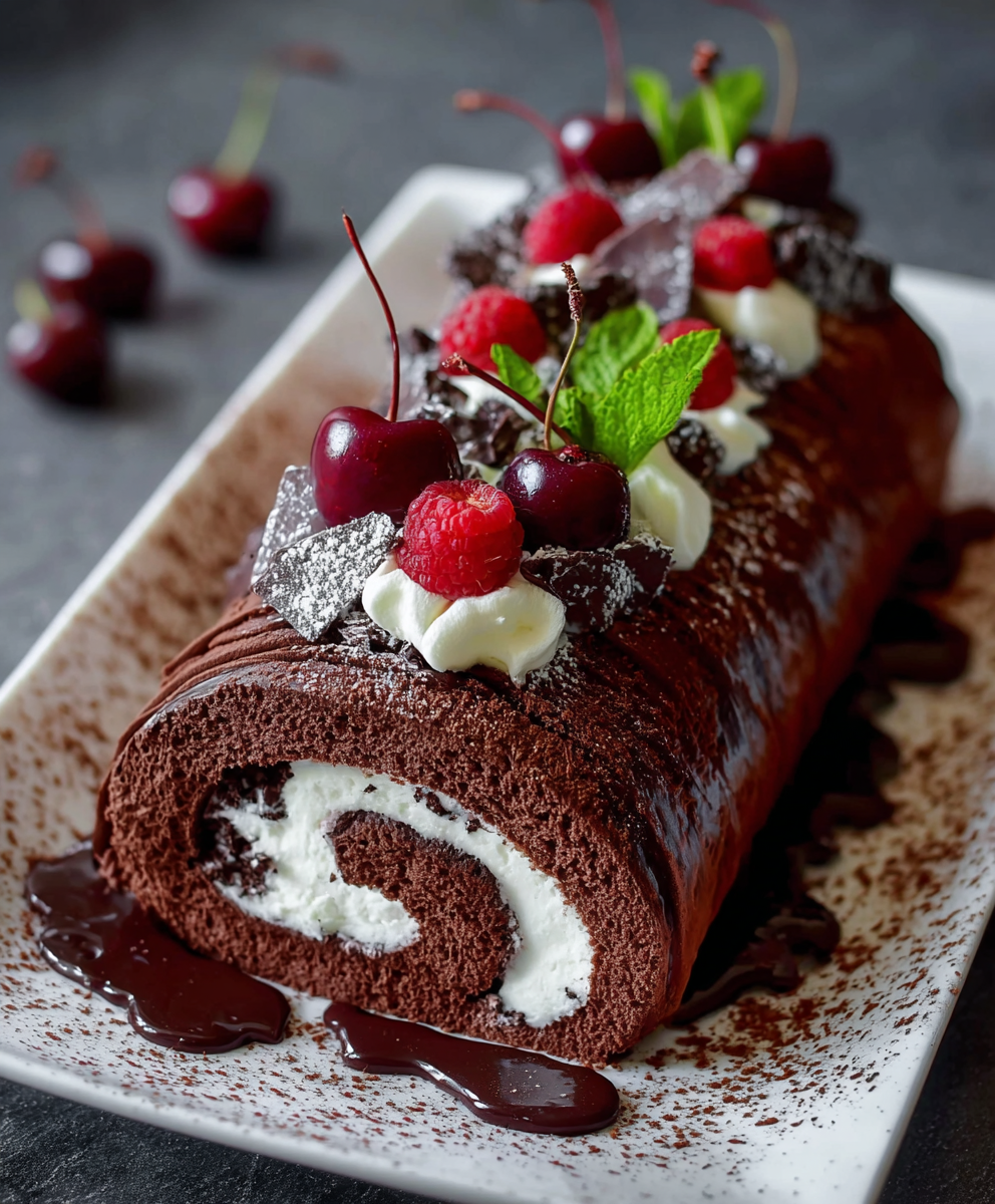 Elegant Chocolate Forest Cake Roll