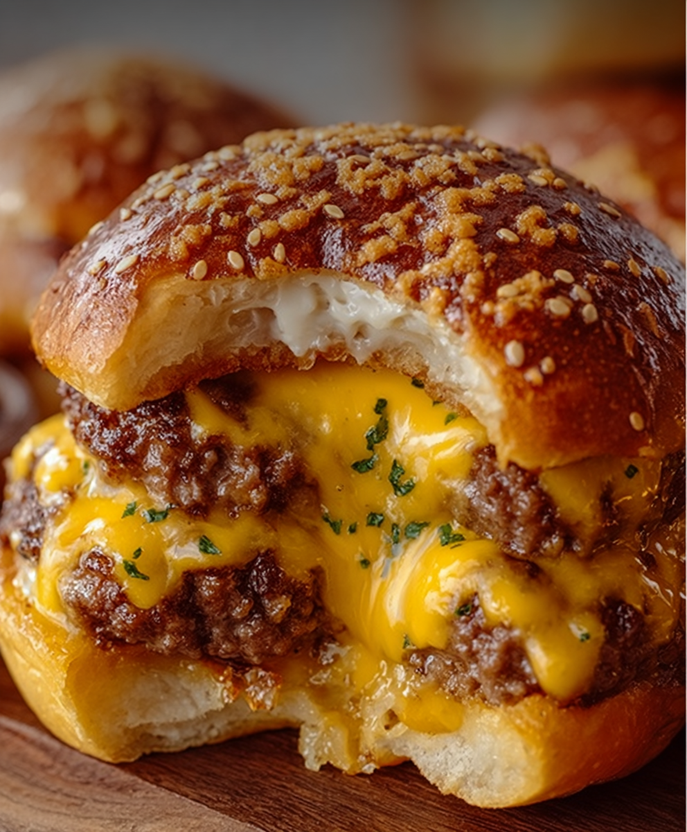 Gooey Cheeseburger Pretzel Bombs