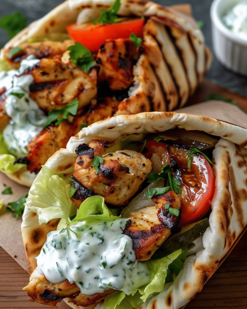 Grilled Chicken Gyros with Tzatziki Sauce