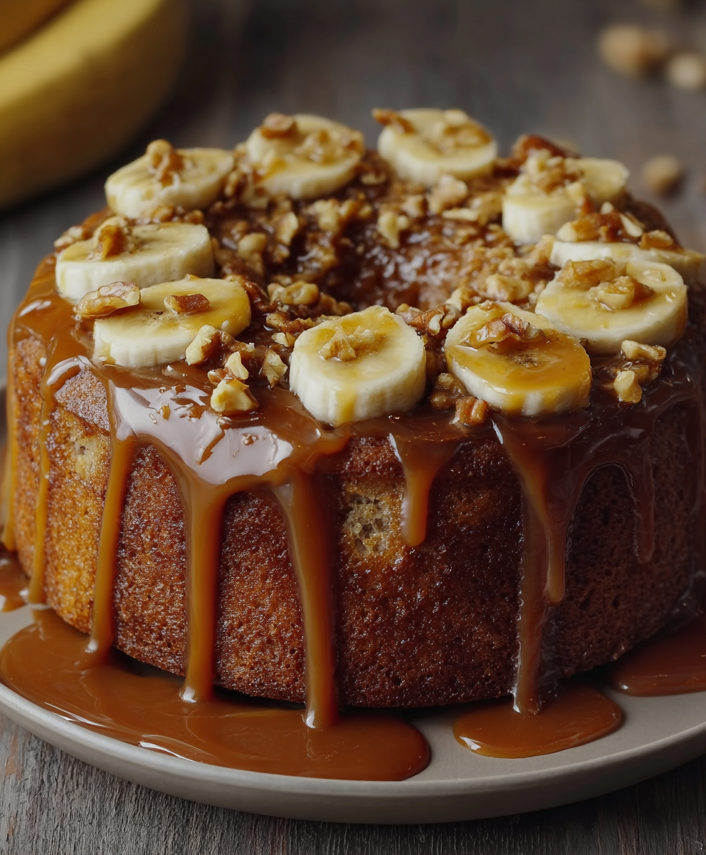 Gâteau aux Bananes, Noix et Caramel