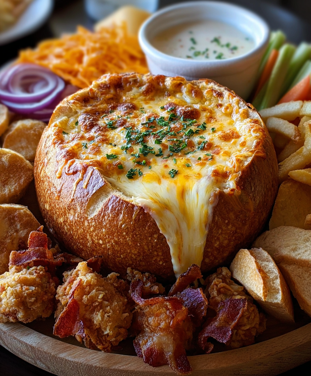 Loaded Cheese Bread Bowl Platter