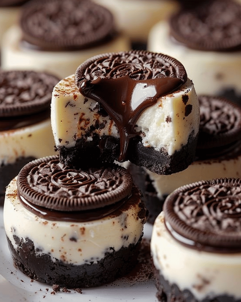 Mini Oreo Cheesecake Bites with Chocolate Ganache