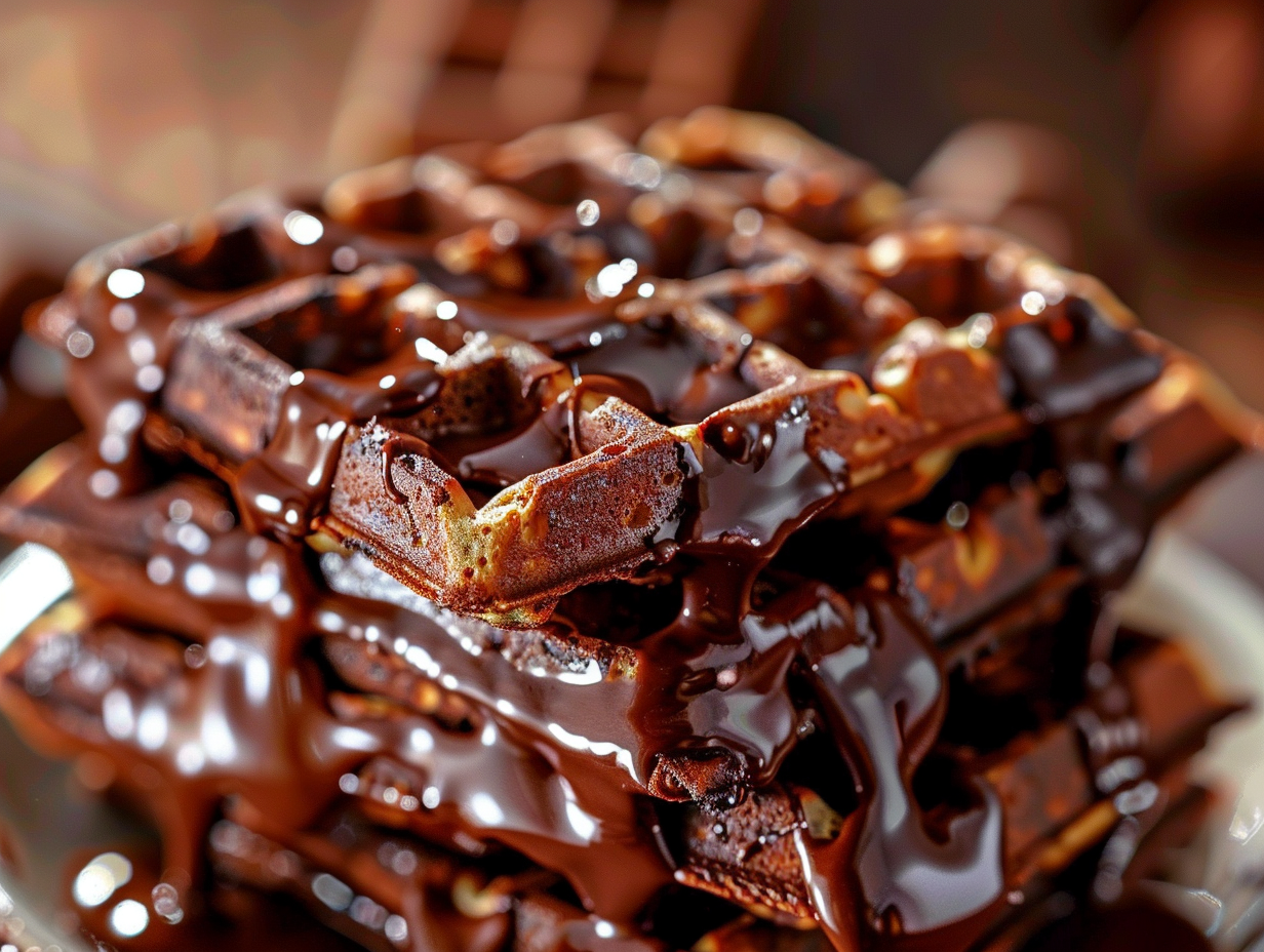 Molten Double Chocolate Waffles