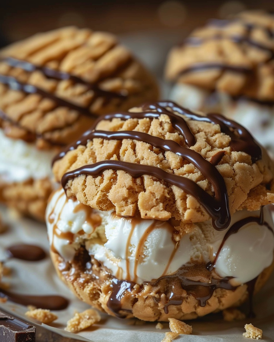 Peanut Butter Crunch Ice Cream Sandwiches