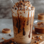 Peanut Butter Cup Iced Coffee with Chocolate Syrup
