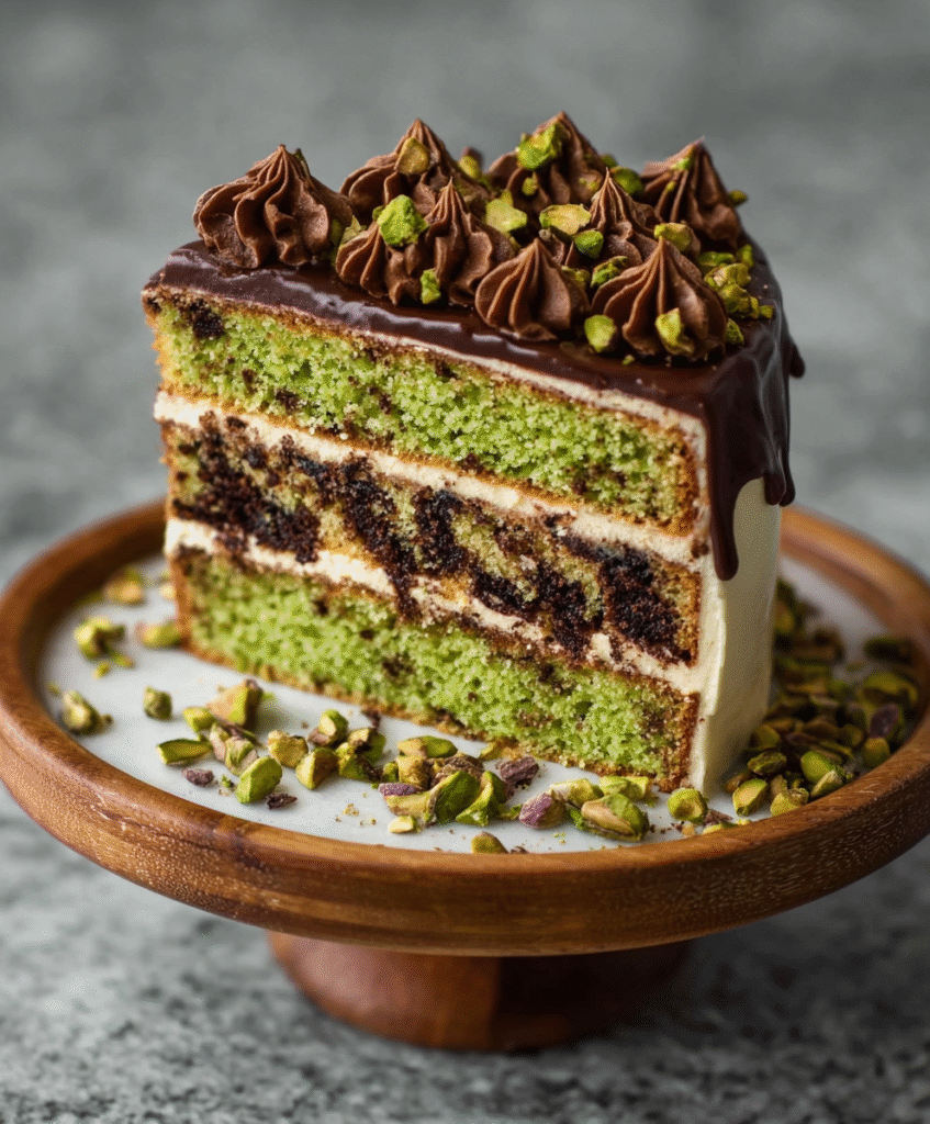 Pistachio Chocolate Layer Cake