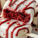 Red Velvet Cake Popsicle Bars with White Chocolate Shell
