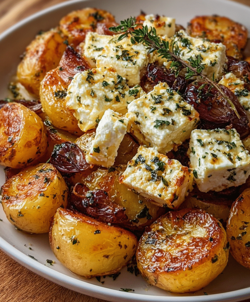 Roasted Potatoes with Garlic & Baked Feta