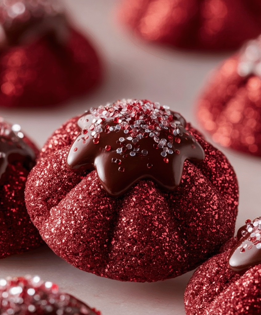 Sparkling Red Velvet Kiss Cookies