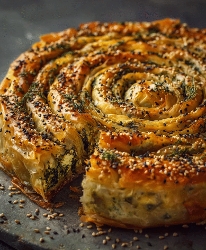 Spinach and Feta Phyllo Spiral Pie