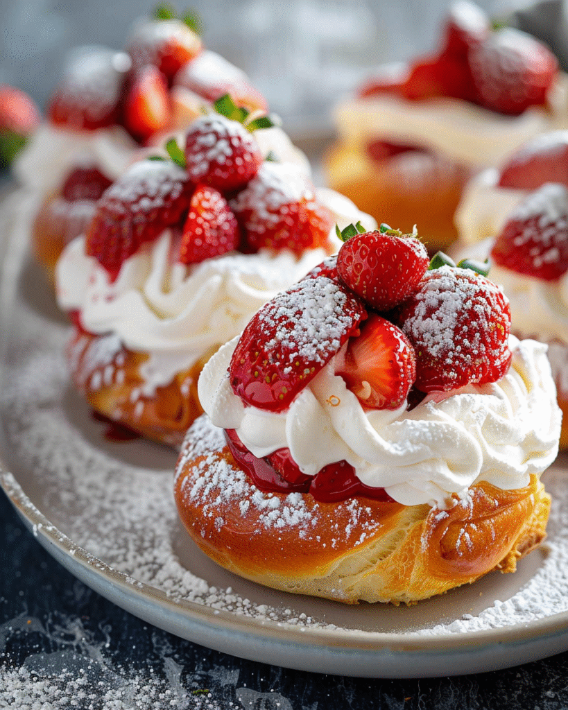 Strawberry Cream Brioche Rolls