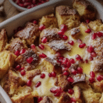Vanilla Custard Bread Pudding with Pomegranate Jewels