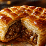 Caramelized Onion & Beef Puff Pastry Pie