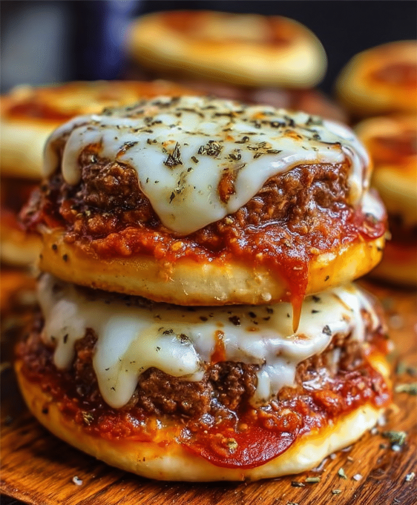 Cheesy Double-Decker Pizza Burgers