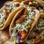 Chicken Pitas with Herby Ranch Slaw