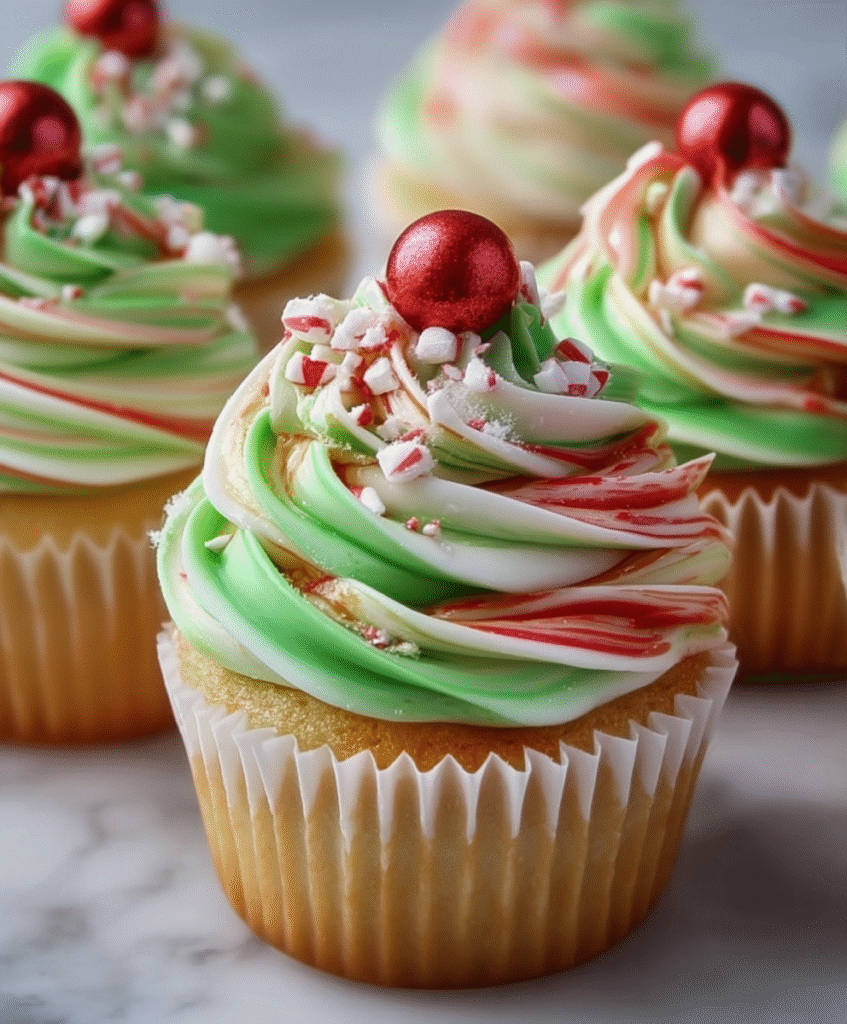 Christmas Candy Swirl Cupcakes