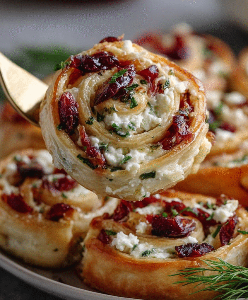 Christmas Cranberry Feta Pinwheels