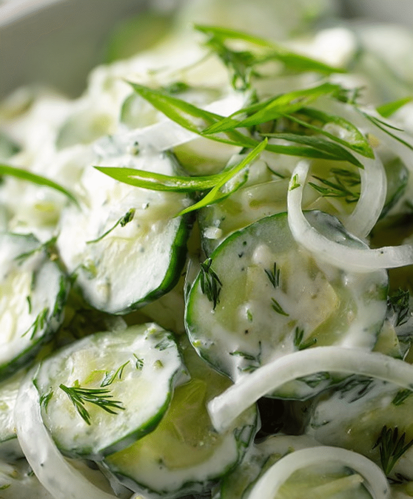 Creamy Fresh Cucumber Salad with Dill