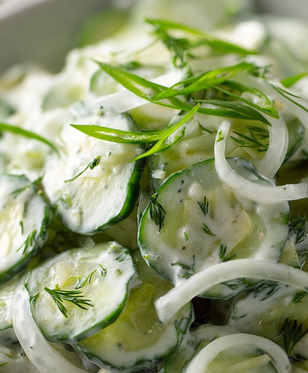 Creamy Fresh Cucumber Salad with Dill