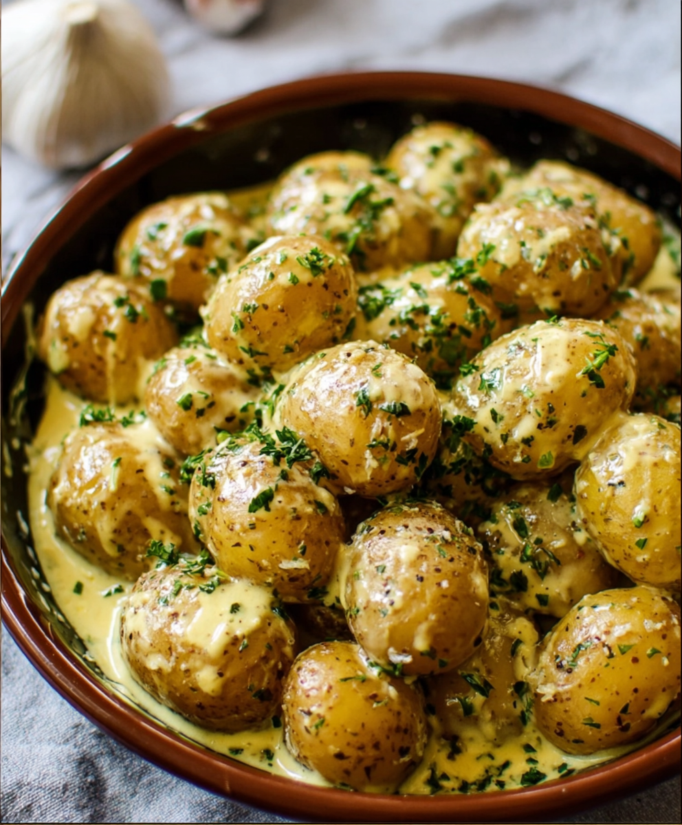 Creamy Garlic Baby Potatoes