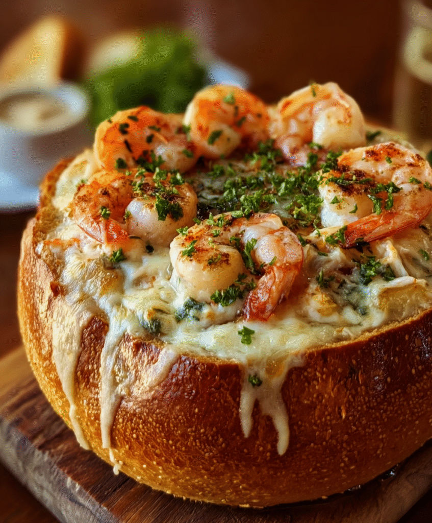 Creamy Stuffed Seafood Bread Bowl