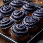 Dark Velvet Halloween Cinnamon Rolls