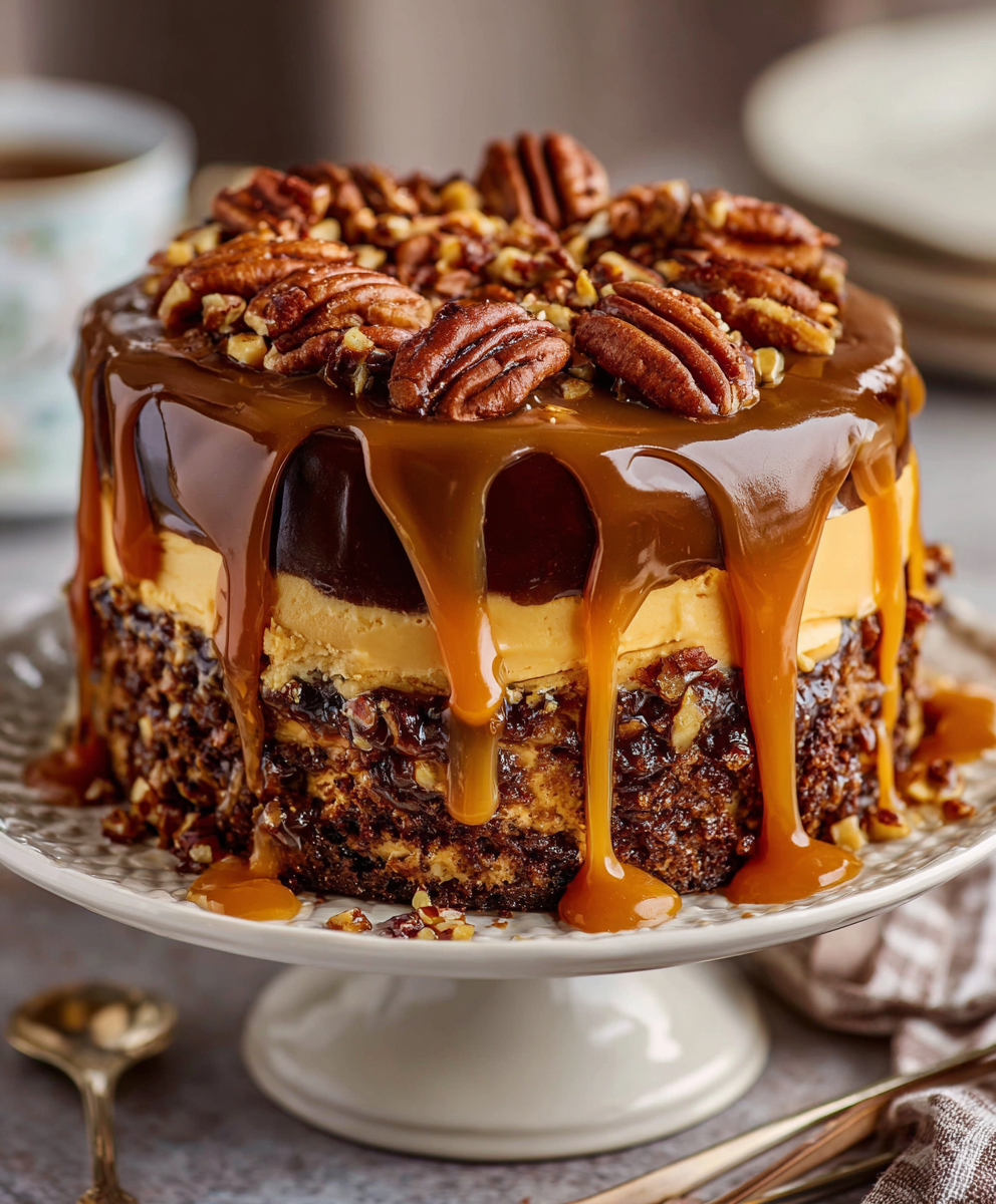 Delicious Turtle Caramel Cake