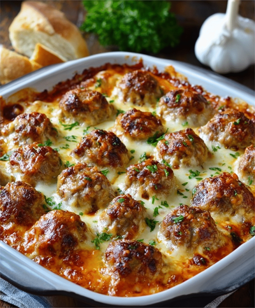 Dump-and-Bake Meatball Parm Casserole