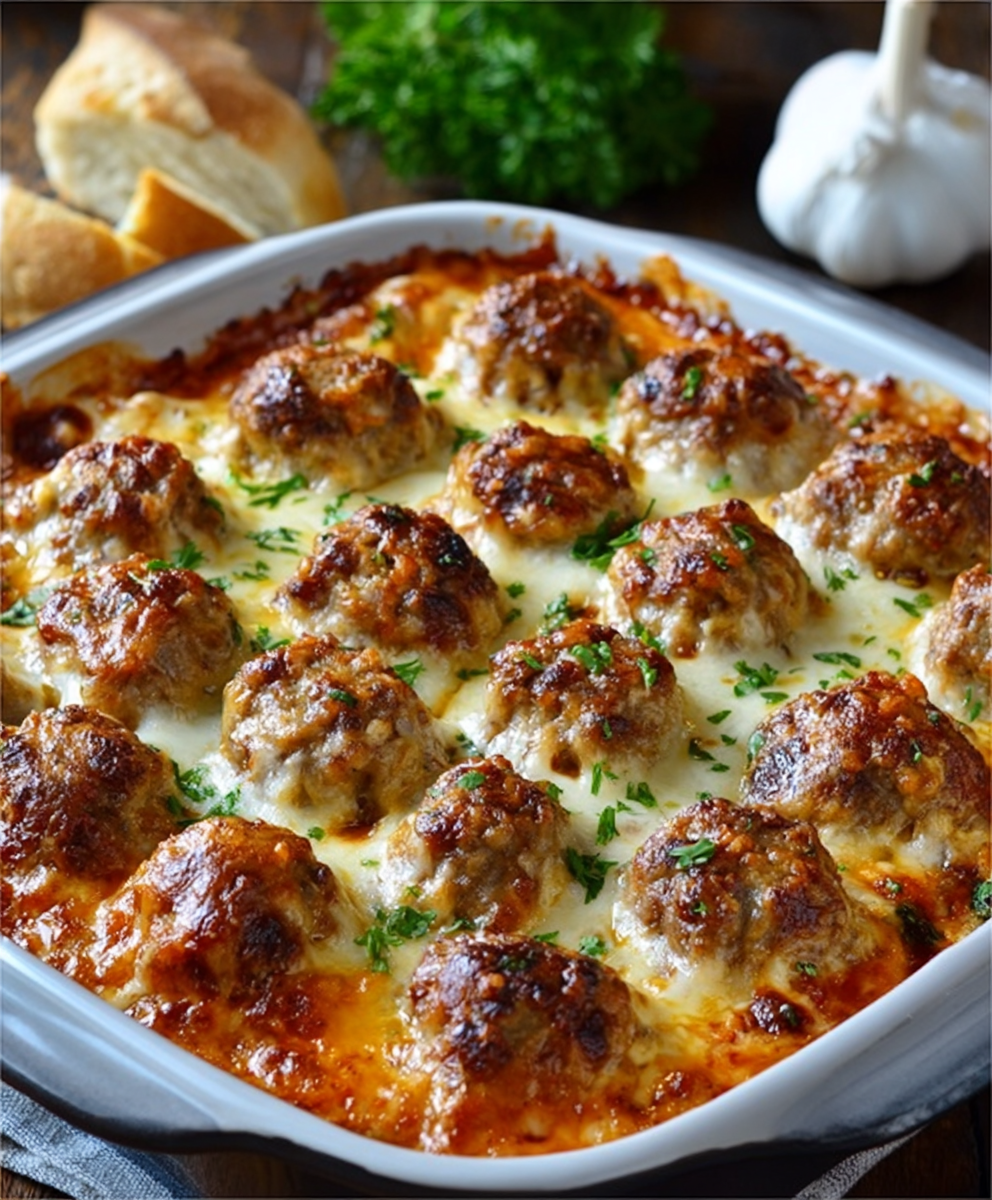 Dump-and-Bake Meatball Parm Casserole